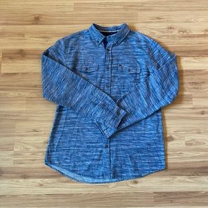 NWT Men’s Ocean Current Space Dye Blue Long Sleeve Flannel Button Down Size M
